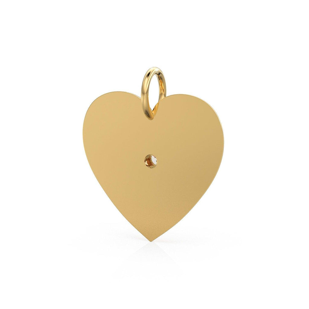 HUGE BIG Love Heart Diamond 14k 18k Solid Gold Charm Pendant, Valentines Charm, Gold Charm Finding, Heart Solid Gold Pendant, Gift for her - Jalvi & Co.