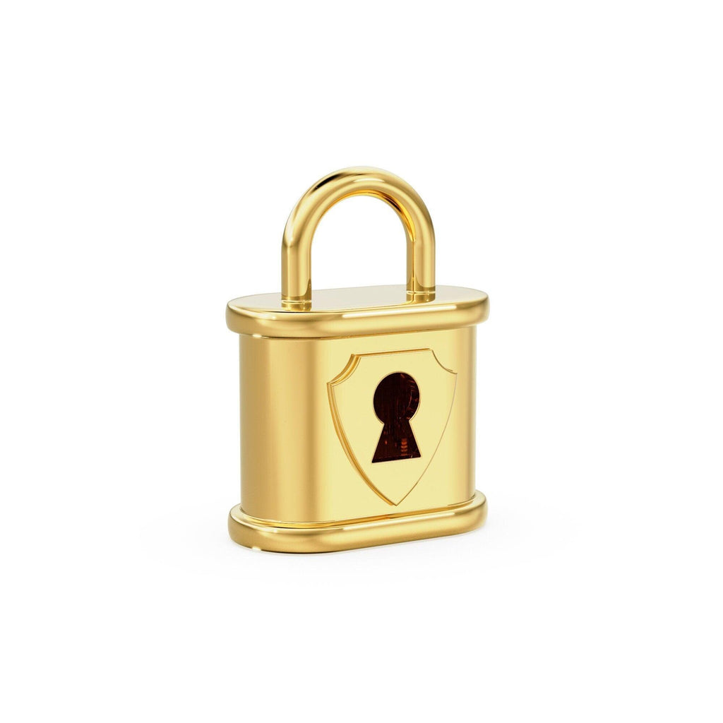 Huge Padlock 24mm Solid Gold Pendant / 14k 18k Solid Gold Charm / Lock Key Pendant / Jewelry for him / her - Jalvi & Co.