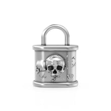 Load image into Gallery viewer, Huge Skull n Bones Padlock 24mm Solid Gold Pendant / 14k 18k Solid Gold Charm / Lock Key Pendant / Jewelry for him / Goth Satan Jewelry - Jalvi &amp; Co.