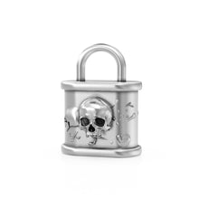 Load image into Gallery viewer, Huge Skull n Bones Padlock 24mm Solid Gold Pendant / 14k 18k Solid Gold Charm / Lock Key Pendant / Jewelry for him / Goth Satan Jewelry - Jalvi &amp; Co.