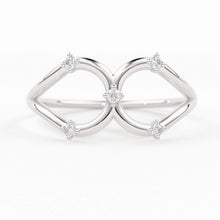 Load image into Gallery viewer, 14K Double Loop Ring / Diamond Loop Ring / Double Ring / Two Rings in One / Double Pear / Statement Ring / Cocktail Ring - Jalvi &amp; Co.