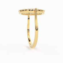 Load image into Gallery viewer, Open Circle Pave Diamond Ring in 14k Gold / Unique Diamond Ring / Floating Spinner Ring / Bespoke Designer Gold Ring - Jalvi &amp; Co.