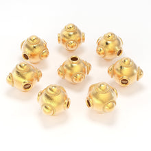 Load image into Gallery viewer, 7.5mm 18k Solid Yellow Gold Fancy Spacer Findings Beads Pair