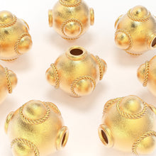 Load image into Gallery viewer, 7.5mm 18k Solid Yellow Gold Fancy Spacer Findings Beads Pair