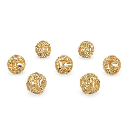 CHRISTMAS SALE Swastika Solid Gold 14k 18k Handmade Round Gold Spacer Bead Jewelry Making Supply 6mm 8mm 10mm - Jalvi & Co.