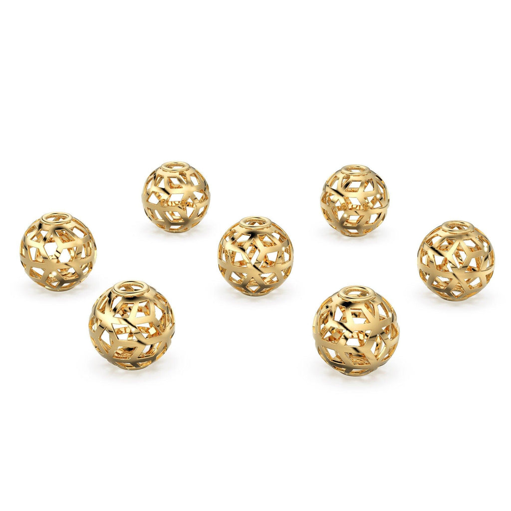 Star Cutout Designer Shape Solid Gold 14k 18k Handmade Gold Spacer Bead Jewelry Making Supply 6mm 8mm 10mm - Jalvi & Co.