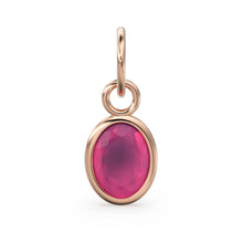 Load image into Gallery viewer, Hot Pink Chalcedony Oval Solid Gold Charm / Natural Pink Gemstone Handmade 18k Gold Pendant / 1pc 14k Solid Gold Jewelry Making FindingsSALE - Jalvi &amp; Co.