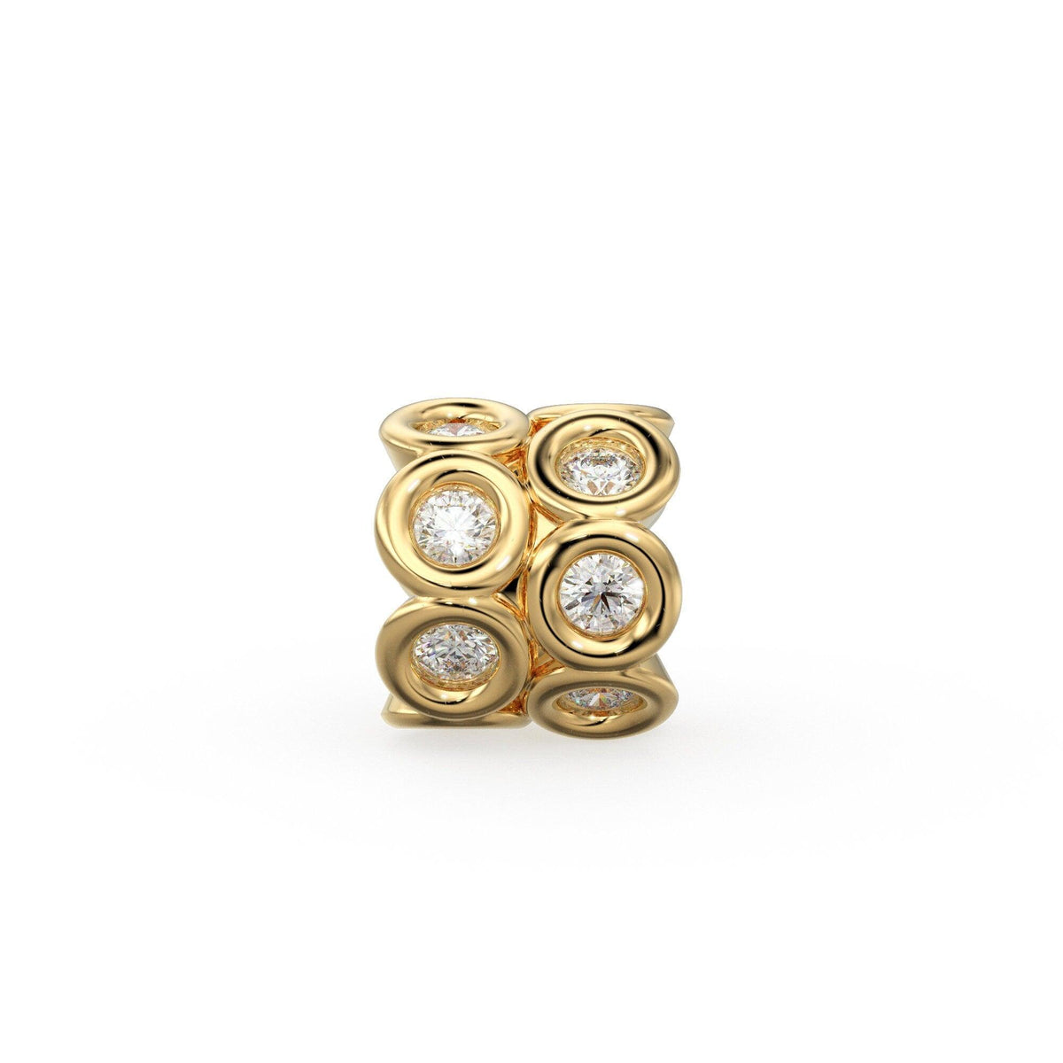 Diamond 18k Solid Yellow Gold 4mm Diamond Eternity Rondelle Wheel Beads