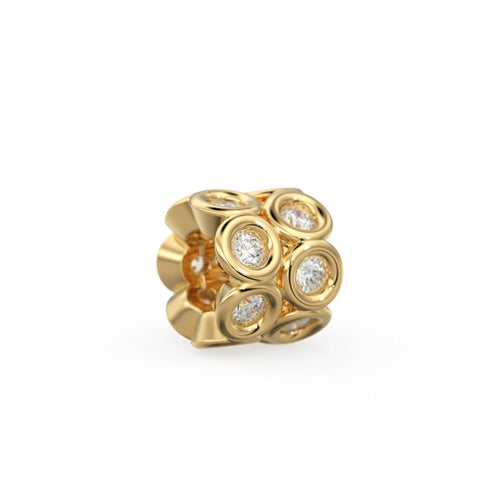 Diamond 18k Solid Yellow Gold 4mm Diamond Eternity Rondelle Wheel Beads - Jalvi & Co.