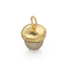 Load image into Gallery viewer, Acorn Solid Gold 18k Diamond Pendant, Luxury Designer Gold Jewelry Gold Gemstone Charm Solid Gold Pendant Gift for her - Jalvi &amp; Co.