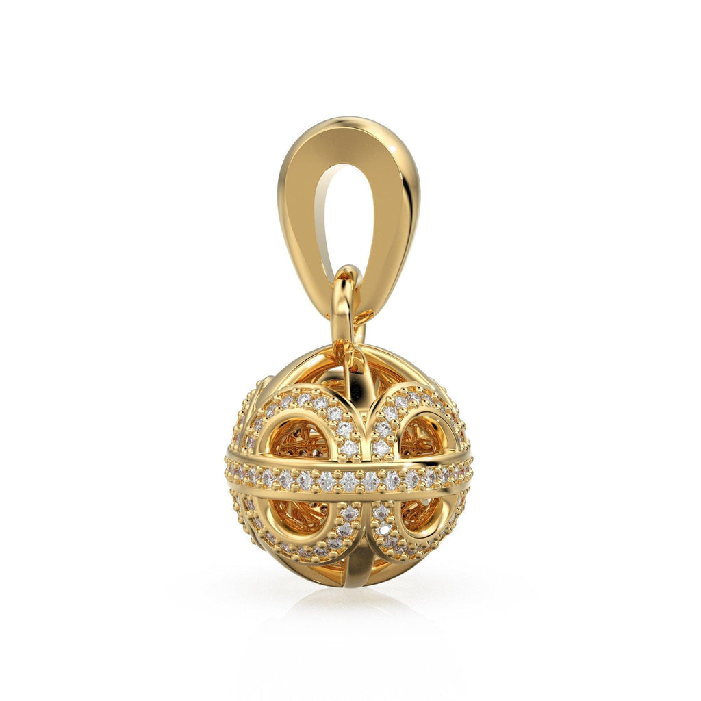 Designer Handmade Pave Diamond Round Ball Luxury 18k Solid Gold Pendant / Jewelry Making Diamond 14k Gold Charm - Jalvi & Co.