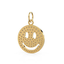 Load image into Gallery viewer, Smiling Face Smiley 18k Solid Gold Charm / 14k 18k Solid Gold Charm Pendant / Diamond Pendant / Emoji Smiling Face Connector / Gift for her - Jalvi &amp; Co.