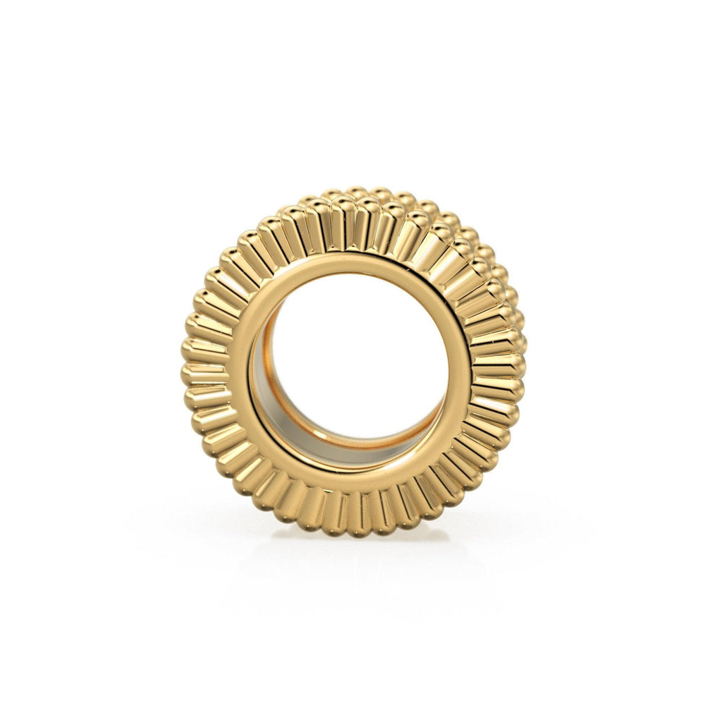 Waves 18k Solid Yellow Gold 7mm Fancy Spacer Finding Hefty Bead 5mm Large Hole - Jalvi & Co.