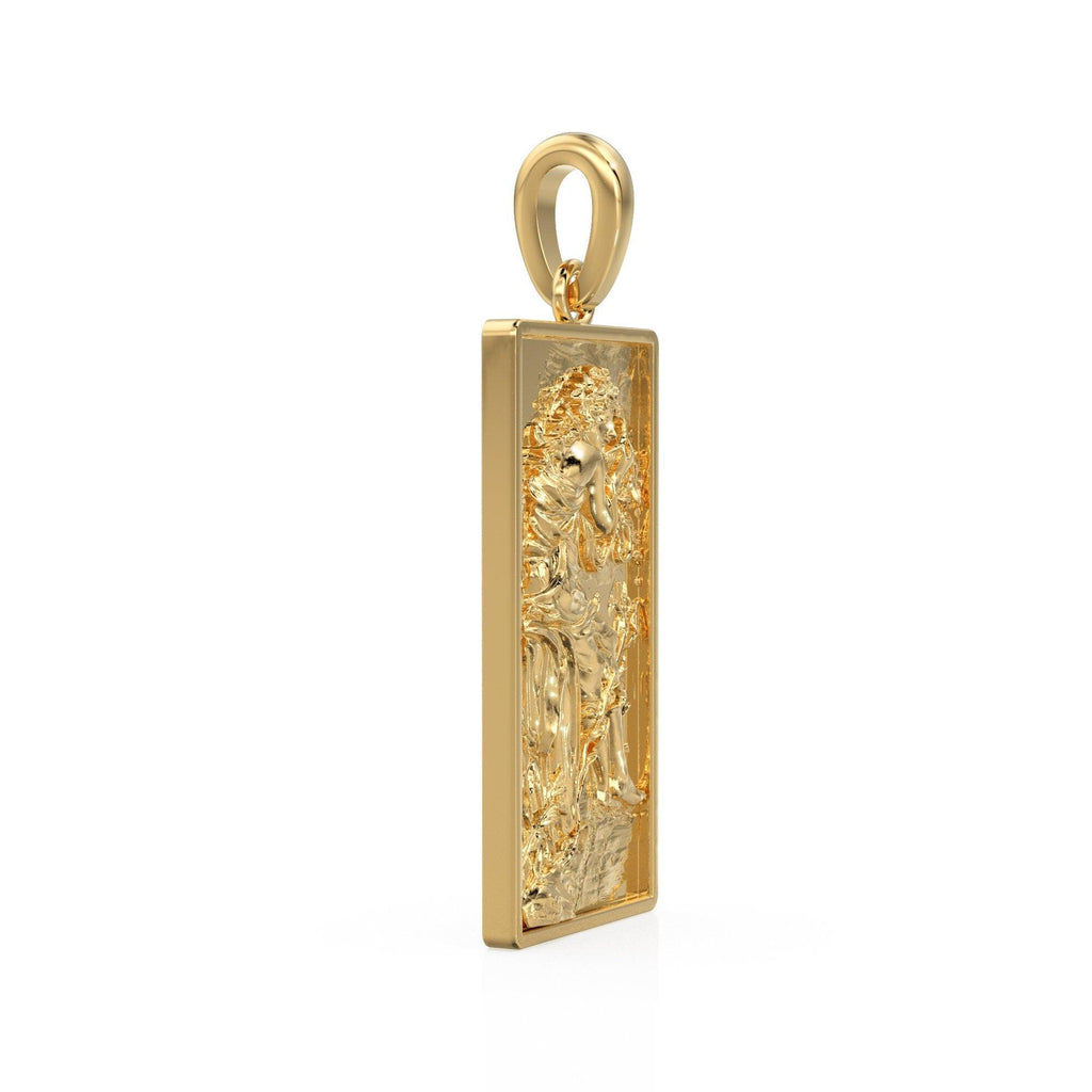 Beautiful Lady Renaissance Baroque Solid Gold Pendant / 18k Solid Gold Cherub Charm Pendant - Jalvi & Co.