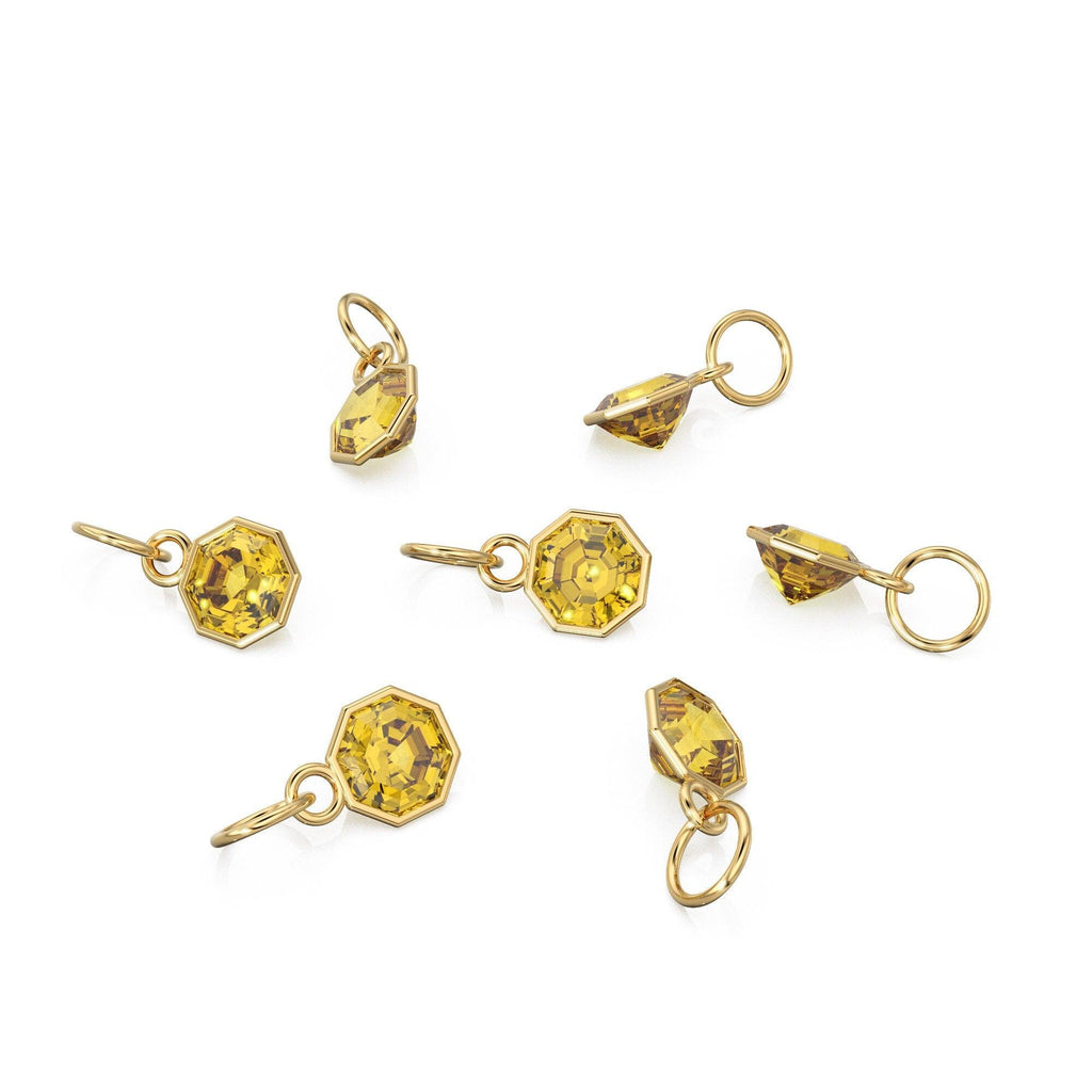 7mm 14k Yellow Solid Gold Yellow Gold Citrine Charm Pendant Bezel Jewelry Finding - Jalvi & Co.