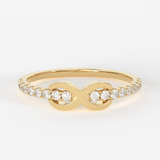 Infinity Diamond Ring / 14k Gold Pave Ring / Crisscross Ring / Wedding Band / Diamond Ring / Dainty Ring / Gold Infinity