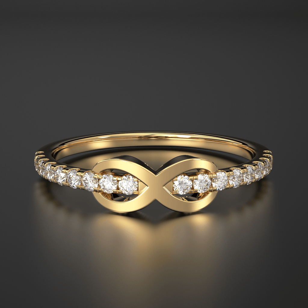 Infinity Diamond Ring / 14k Gold Pave Ring / Crisscross Ring / Wedding Band / Diamond Ring / Dainty Ring / Gold Infinity - Jalvi & Co.