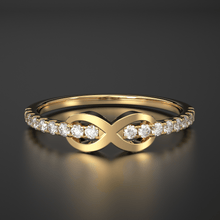 Load image into Gallery viewer, Infinity Diamond Ring / 14k Gold Pave Ring / Crisscross Ring / Wedding Band / Diamond Ring / Dainty Ring / Gold Infinity - Jalvi &amp; Co.