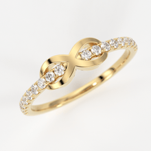 Load image into Gallery viewer, Infinity Diamond Ring / 14k Gold Pave Ring / Crisscross Ring / Wedding Band / Diamond Ring / Dainty Ring / Gold Infinity - Jalvi &amp; Co.