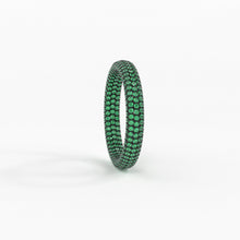 Load image into Gallery viewer, Inside Out Emerald Eternity Ring / Emerald Studded Luxury Ring / Green Emerald Band / Stackable Handmade Ring / Gemstone Eternity Band - Jalvi &amp; Co.