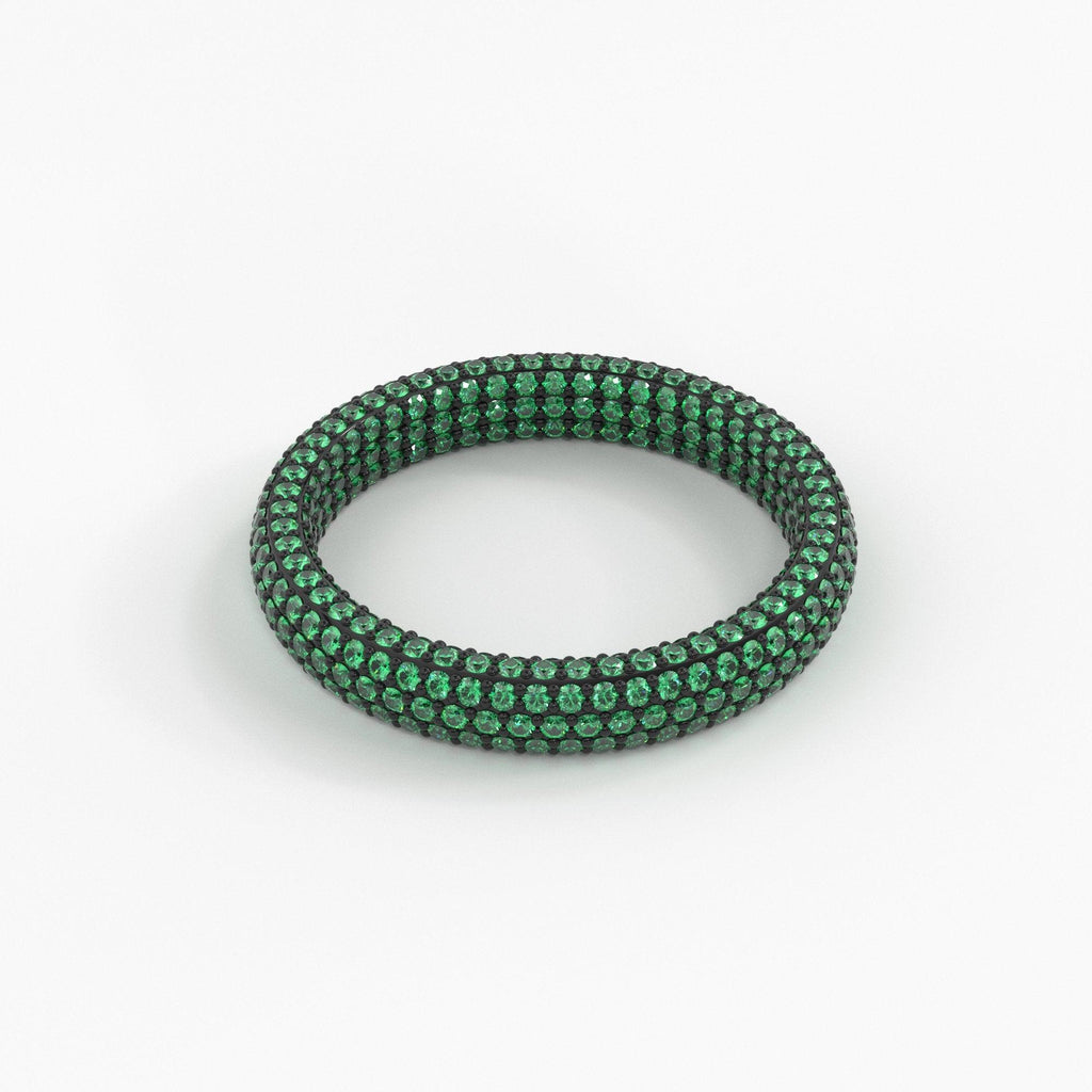 Inside Out Emerald Eternity Ring / Emerald Studded Luxury Ring / Green Emerald Band / Stackable Handmade Ring / Gemstone Eternity Band - Jalvi & Co.