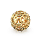 Interlocking Designer Round Solid Gold 14k 18k Handmade Gold Spacer Bead Jewelry Making Supply 6mm 8mm 10mm