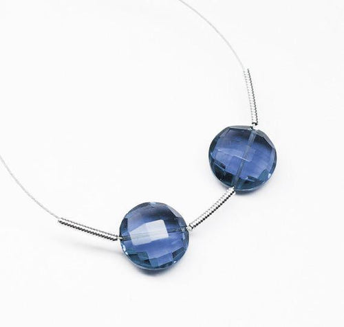 Iolite Quartz Faceted Coin Center Drilled Loose Matching Pair 8mm 6pc - Jalvi & Co.