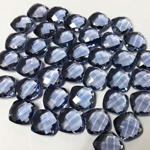 Iolite Quartz Faceted Cushion Square Gemstone Matching Pair Beads 6pc 10mm - Jalvi & Co.
