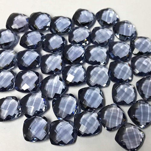 Iolite Quartz Faceted Cushion Square Gemstone Matching Pair Beads 6pc 10mm - Jalvi & Co.