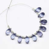 Iolite Quartz Micro Faceted Tear Drop Briolette Gemstone Loose Beads 10x5mm, 20 pieces, 10 pair Teardrop Beads