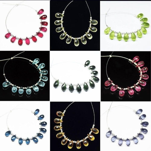 Iolite Quartz Micro Faceted Tear Drop Briolette Gemstone Loose Beads 10x5mm, 20 pieces, 10 pair Teardrop Beads - Jalvi & Co.