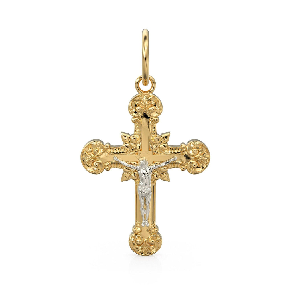 Jesus on Cross 14k 18k Solid Gold Charm Pendant, Jesus Charm, Gold Charm Finding, Christianity Solid Gold Pendant - Jalvi & Co.