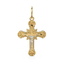 Load image into Gallery viewer, Jesus on Cross 14k 18k Solid Gold Charm Pendant, Jesus Charm, Gold Charm Finding, Christianity Solid Gold Pendant - Jalvi &amp; Co.