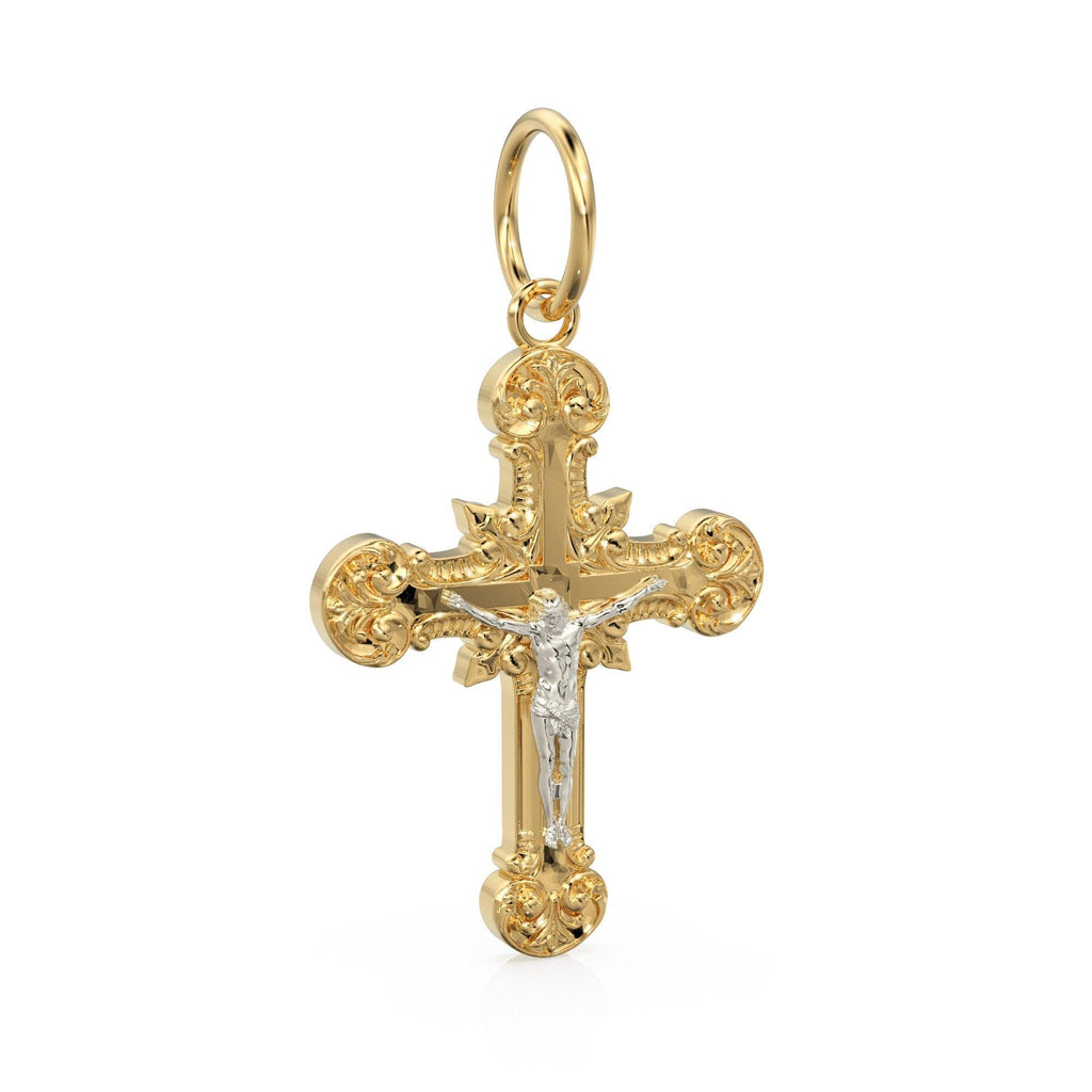 Jesus on Cross 14k 18k Solid Gold Charm Pendant, Jesus Charm, Gold Charm Finding, Christianity Solid Gold Pendant - Jalvi & Co.