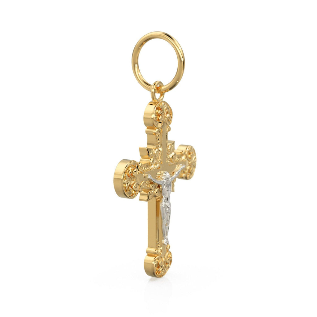 Jesus on Cross 14k 18k Solid Gold Charm Pendant, Jesus Charm, Gold Charm Finding, Christianity Solid Gold Pendant - Jalvi & Co.