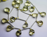 Just New Arrival, 2 Matched Pairs, Aaa Quality Lemon Quartz Front Drilled Faceted Heart Briolettes Size 10X10mm