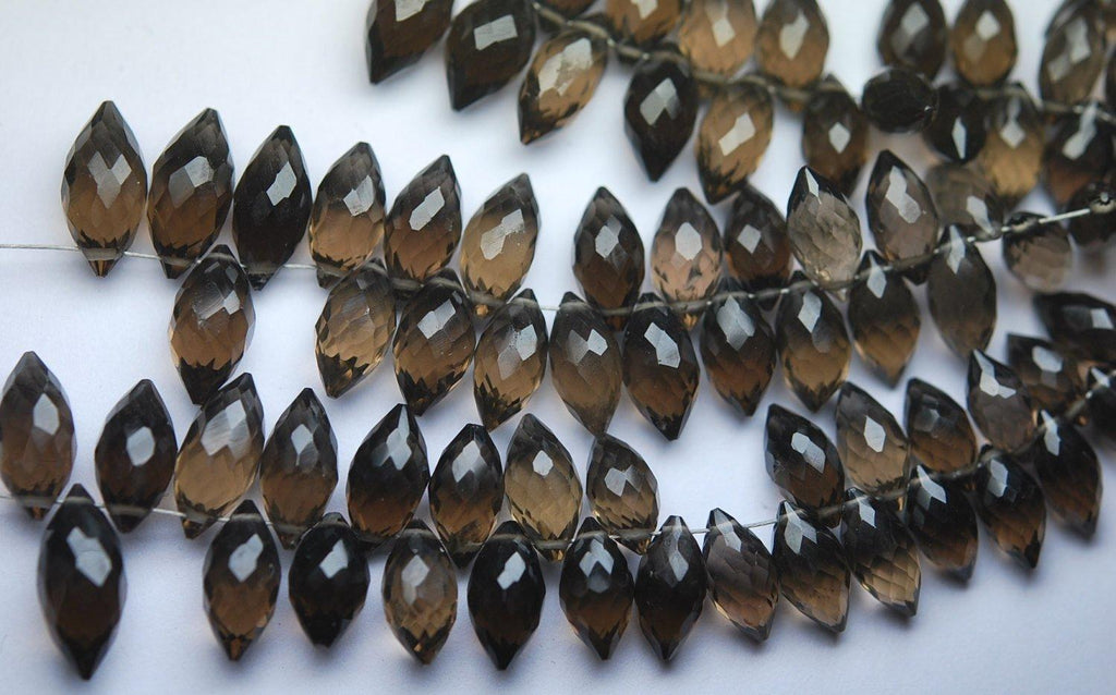 Just New Arrival, 20 Pcs, Aaa Quality,Smoky Quartz Faceted Dew Drops Shaped Briolettes, 11-12mm Long Size, - Jalvi & Co.