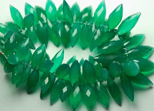 Just New Arrival, 20 Pcs, Super Finest, Super Rare Shape,Green Onyx Faceted Dew Drops Briolettes 12-13mm Large Size - Jalvi & Co.