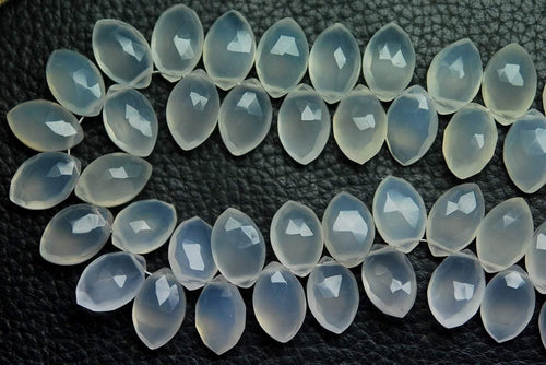 Just New Arrival, 25 Pcs,Grey Chalcedony Faceted Marquise Shape Briolettes, Size 8X12mm Approx - Jalvi & Co.