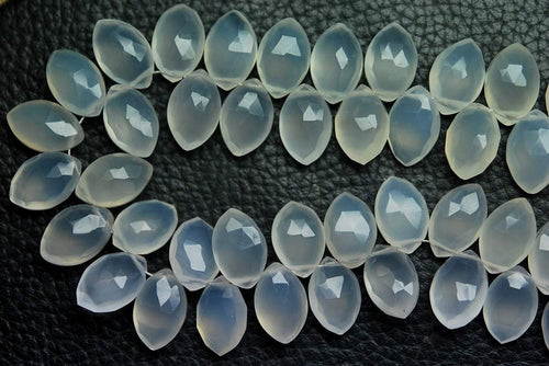 Just New Arrival, 25 Pcs,Grey Chalcedony Faceted Marquise Shape Briolettes, Size 8X12mm Approx - Jalvi & Co.