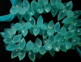 Just New Arrival, 8 Inches, Super Finest, Super Rare Shape, Aqua Chalcedony Faceted Dew Drops Briolette's 10-11mm Large Size