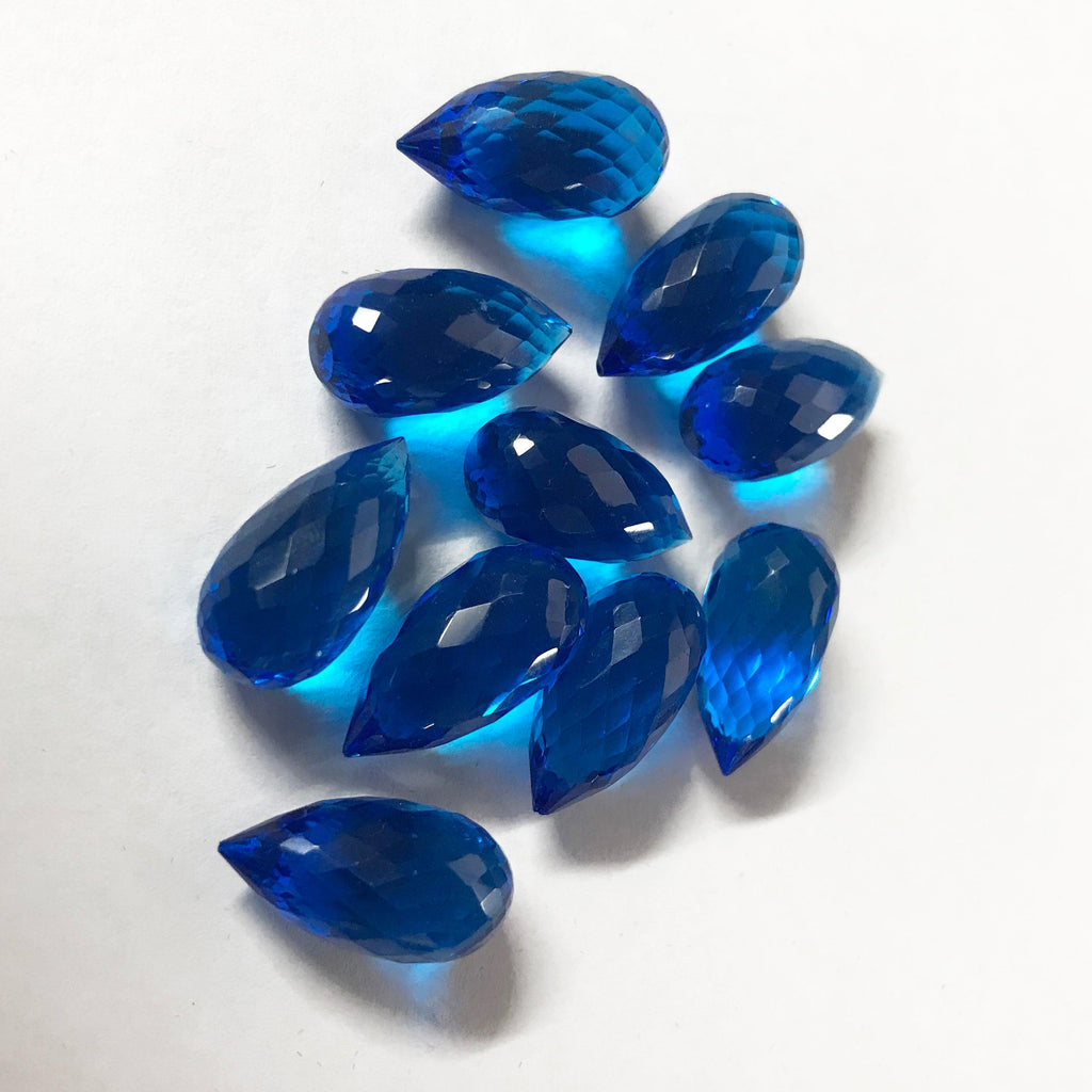 Kashmir Blue Quartz Micro Faceted Tear Drop Briolette Gemstone Loose Beads 5pcs Matching Pair 19x11mm - Jalvi & Co.