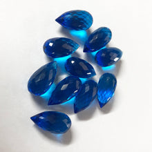 Load image into Gallery viewer, Kashmir Blue Quartz Micro Faceted Tear Drop Briolette Gemstone Loose Beads 5pcs Matching Pair 19x11mm - Jalvi &amp; Co.