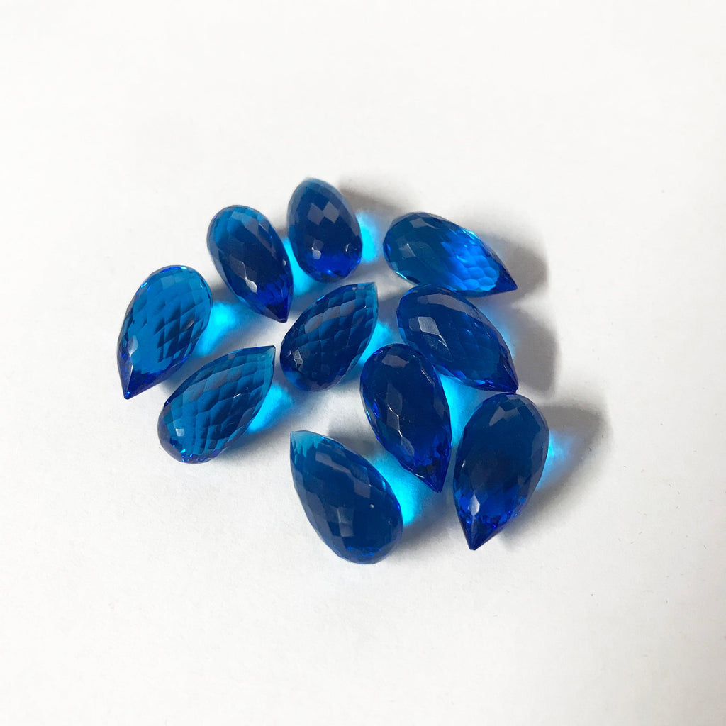 Kashmir Blue Quartz Micro Faceted Tear Drop Briolette Gemstone Loose Beads 5pcs Matching Pair 19x11mm - Jalvi & Co.