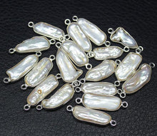Load image into Gallery viewer, Keshi Pearl Fancy 925 Sterling Silver Bezel Connector Finding 12pc 20mm 26mm - Jalvi &amp; Co.