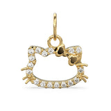 Kitty Cat Diamond 14k 18k Solid Gold Charm Pendant, Kitty Charm, Gold Charm Finding, Cat Solid Gold Pendant, Pet Gold Charm