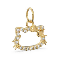 Load image into Gallery viewer, Kitty Cat Diamond 14k 18k Solid Gold Charm Pendant, Kitty Charm, Gold Charm Finding, Cat Solid Gold Pendant, Pet Gold Charm - Jalvi &amp; Co.