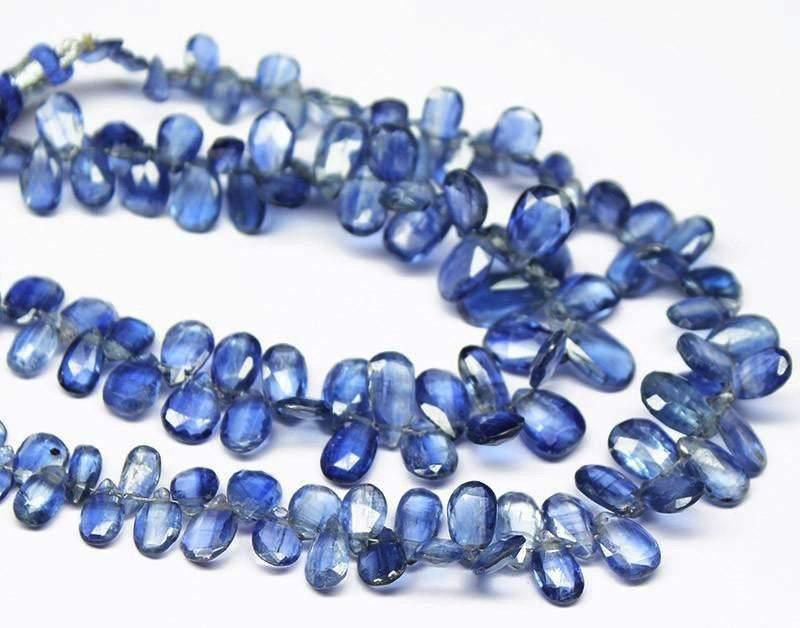 Kyanite Faceted Pear Drops Briolette Gemstone Loose Beads Strand 7mm 10mm 4.5" - Jalvi & Co.