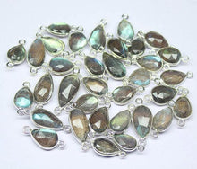 Load image into Gallery viewer, Labradorite 925 Sterling Silver Pear Connector Bezel Connector Finding 2pc 19mm - Jalvi &amp; Co.