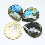 Labradorite Faceted Pear Drop Briolette Gemstone Matching Beads 1 pair 24x18mm